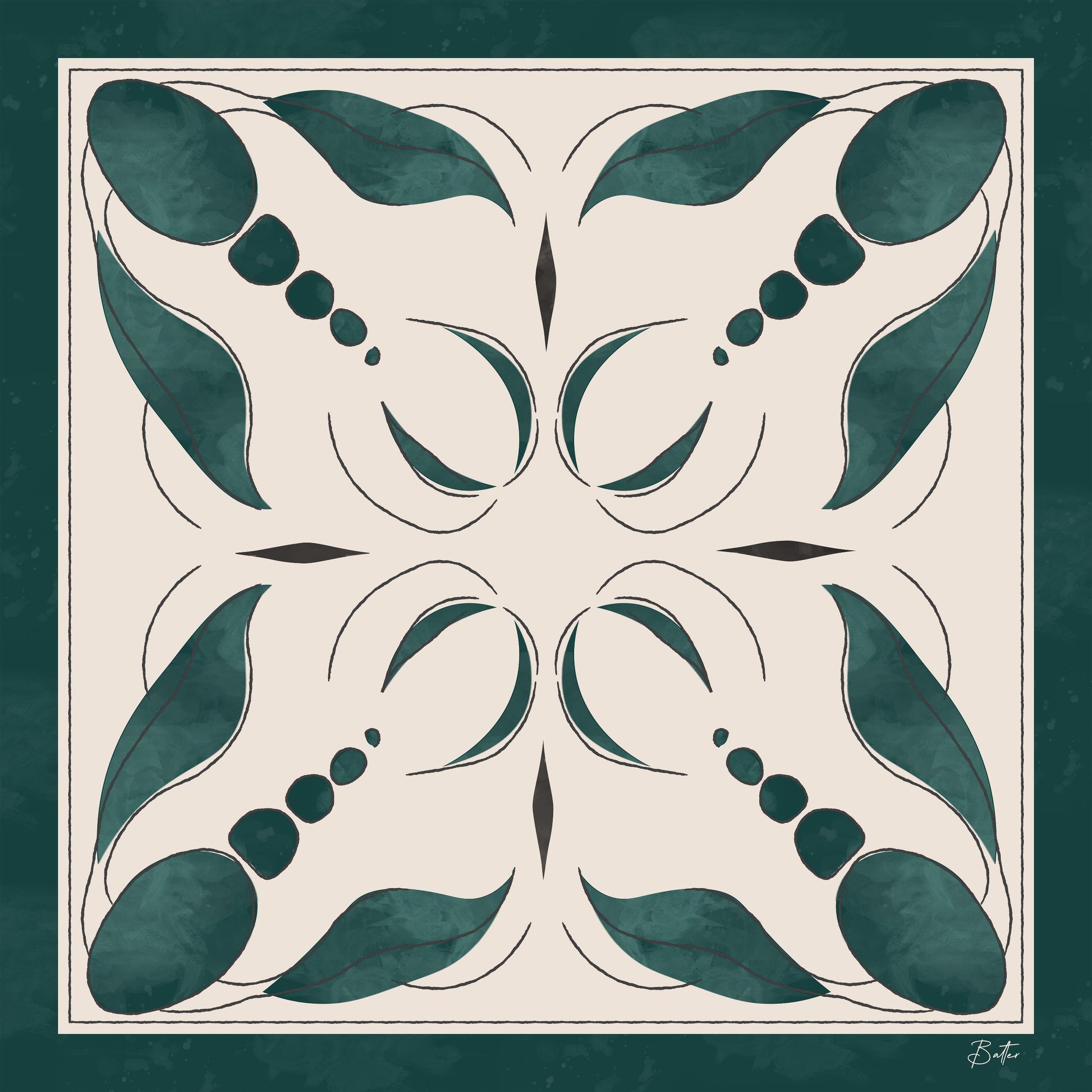 Wimbledon Silk Scarf – 90×90 cm silk twill scarf by Baltér Warsaw, limited edition of 50
